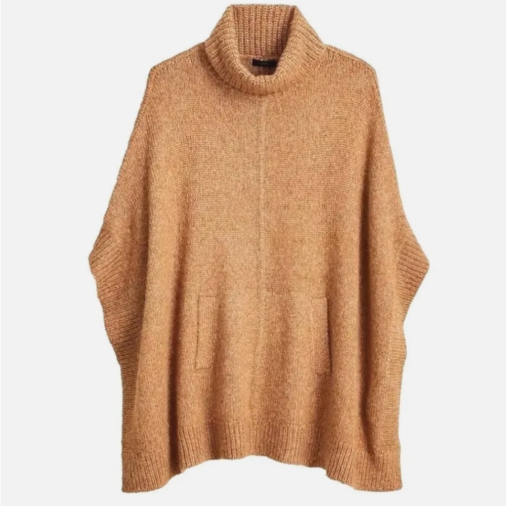 Worn Once J. Crew XS/S Relaxed Turtleneck poncho in camel color